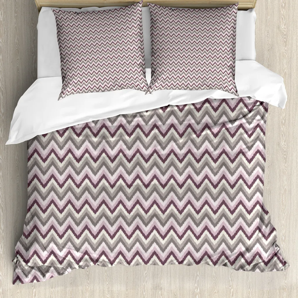 ABAKUHAUS Ensemble Housse de Couette Simple 155x220 Zigzags Rose