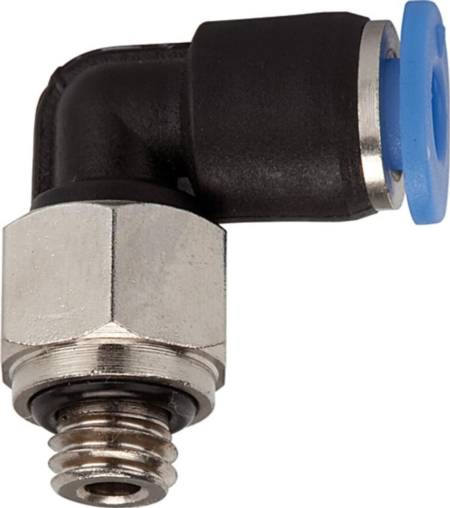 Riegler L-Steckverschraubung »Blaue Serie« mini, drehbar, M7, Ø 4 mm