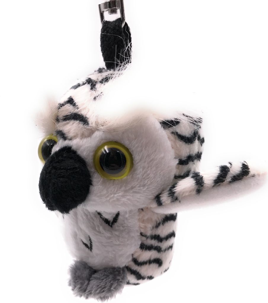 Onwomania Plüsch / Kuschel / Stoff Tier Schlüsselanhänger Eule hell gepunktet 13 cm