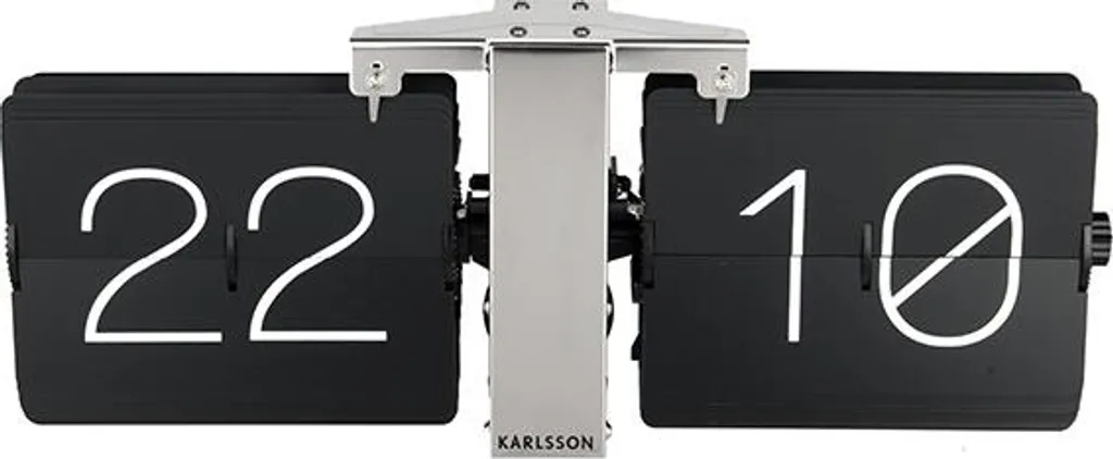 Presenttime Flip Clock Noire - Horloge Murale de Table Rétro 36x14cm - 11