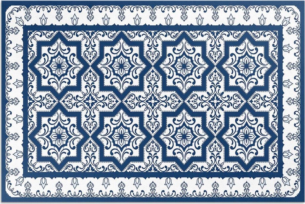 Portugiesischer Stil dekorierte Fliesen – Vinylteppich – 100x150 cm – Outdoor Teppich – Terrasse – Wetterfest – Modern