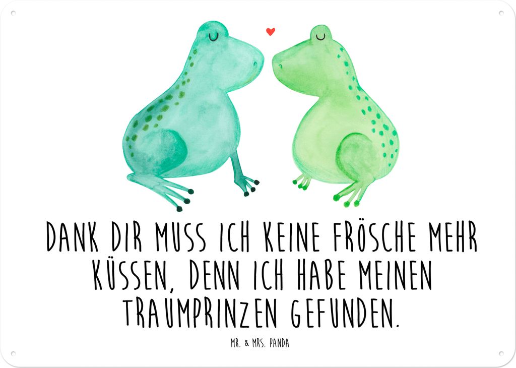 Mr. & Mrs. Panda tafel Frosch Liebe DIN A4 - Weiß - Geschenk, Freundin, Hochzeitstag, Freund, Blechschild, Hochzeit, Wandbild, Schild, Retro, Tür...