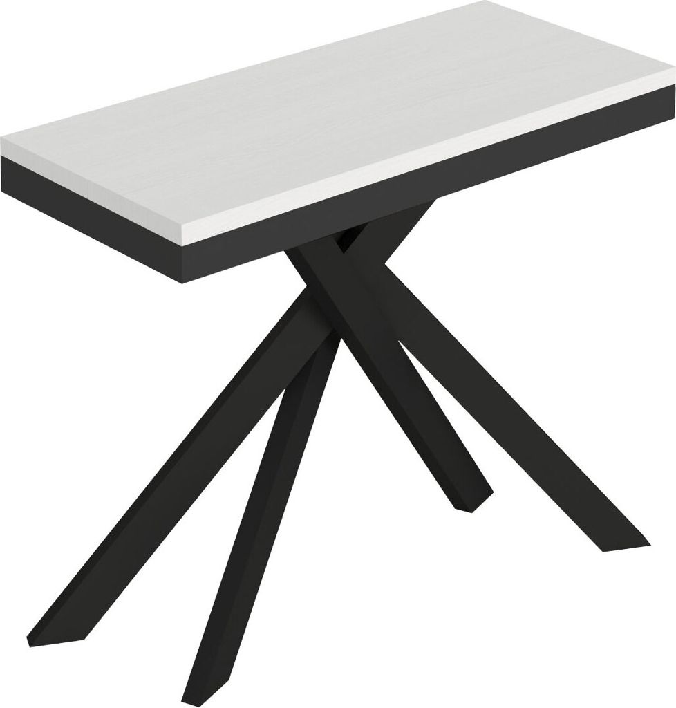 Itamoby - Ausziehbare Konsole 90x40/196 cm Saki Small Evolution Gestell aus Esche weiß und anthrazit