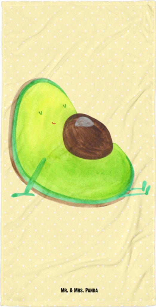 Mr. & Mrs. Panda Handtuch Avocado Schwangerschaft - Gelb Pastell - Geschenk, Babyparty, Großes Badehandtuch, Strandlaken, Schwanger, Baby, Frottee...