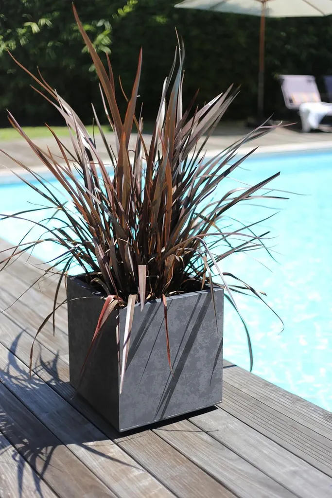 Pot de fleurs carré 40 cm Basalt 31L Anthracite - Double paroi robuste