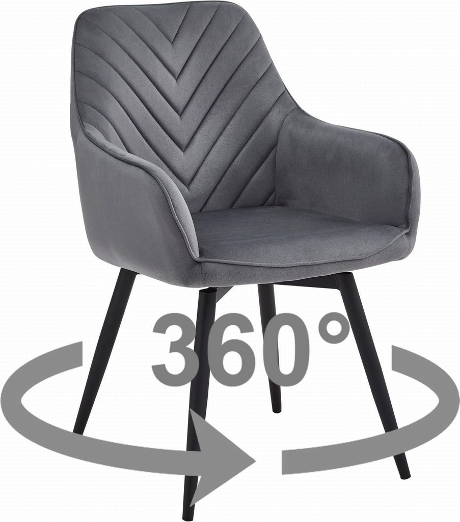 Drehbarer Esszimmerstuhl NANA360 VELVET, dunkelgrau