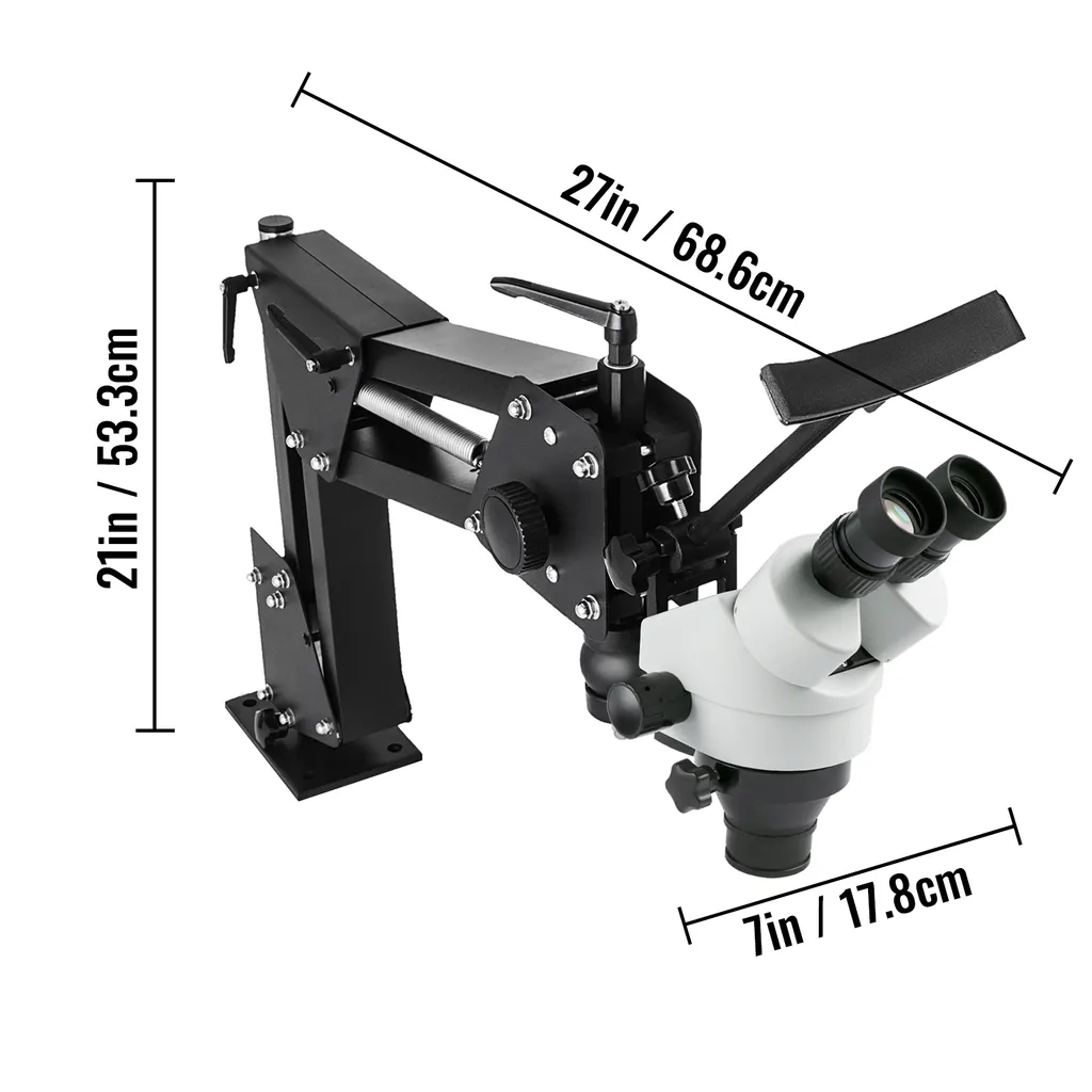 Microscope Trinoculaire 3.5X-90X VEVOR à Zoom Fluide et Support Stable