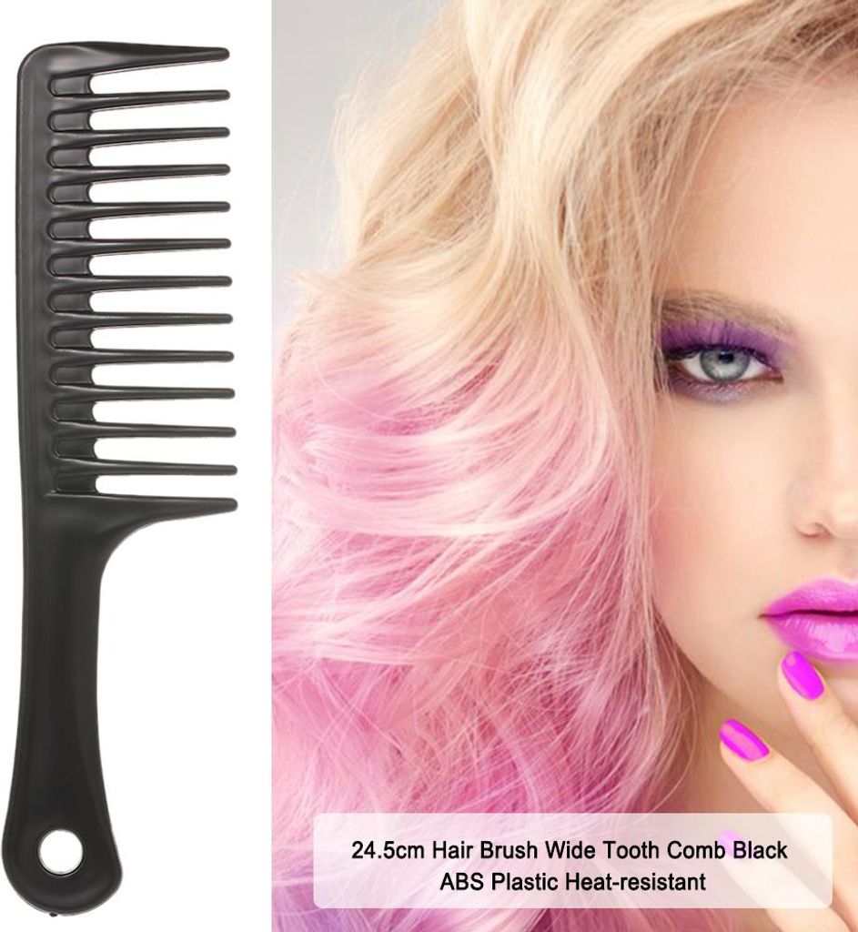 24,5 cm Haarbürste Breiter Zahnkamm Schwarzer ABS-Kunststoff Hitzebeständiger großer breiter Zahnkamm für das Haarstyling-Werkzeug
