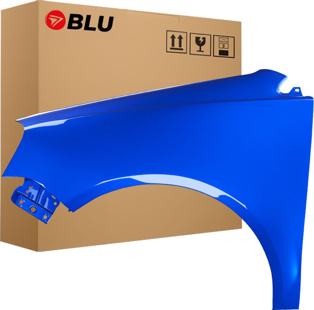 BLU Kotflügel Passend für VW Volkswagen Polo 9N3 IV 4 LIFT LW5Z Links Blau JazzBlau | 2005-2009 | Vorderseite Vorne | Lackiert | Einbaufertig
