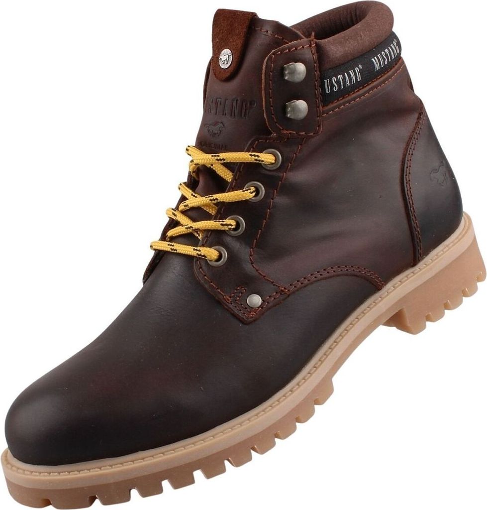 Mustang Herren Leder Stiefel Dunkelbraun