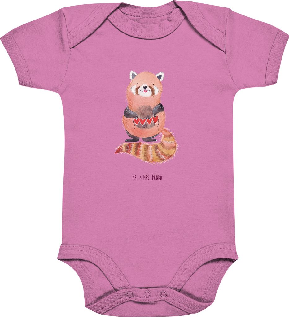 Mr. & Mrs. Panda babykleidung body Roter Panda 3. - 6. Monat - Bubble Gum Pink - Geschenk, overall baby, Lieblingsmensch, Babybody, Rot, Liebe, Str...