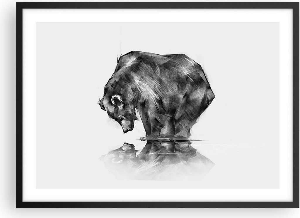 Gerahmtes Poster - Schwarzer Rahmen - Bär Tier - 70x50 cm - Wand Bild - Wanddeko - Wandbilder - Kunstposter - Wandposter - Bilderrahmen - Bilder -...