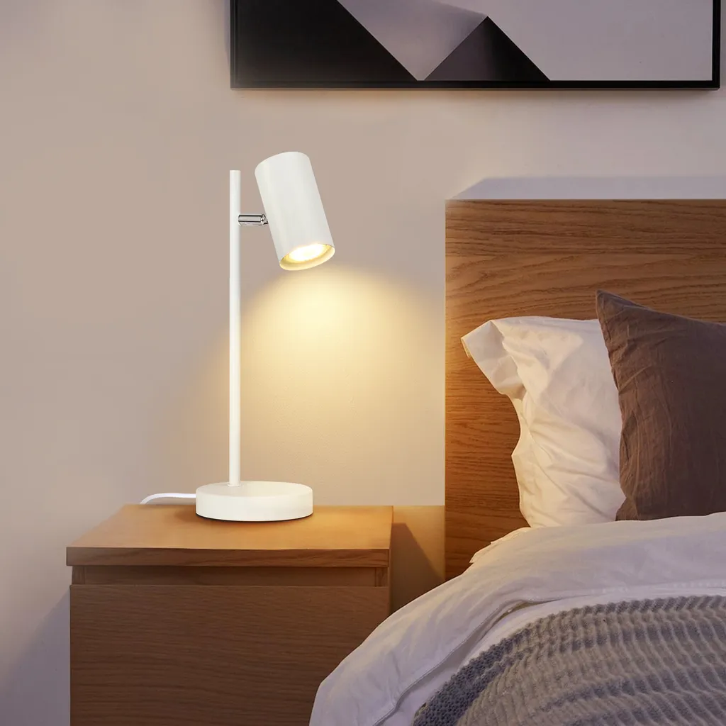 ZMH lampada da comodino camera da letto lampada da tavolo bianca - orientabile 350° GU10 lampada da tavolo comodino luce notturna lampada da tavolo in metallo lampada da lettura con soggiorno scrivania studio - 7