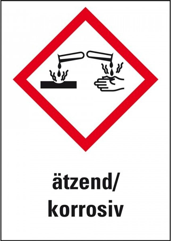 Dreifke Aufkleber I Gefahrensymbol Ätzwirkung GHS 05, ätzend/korrosiv, Folie...