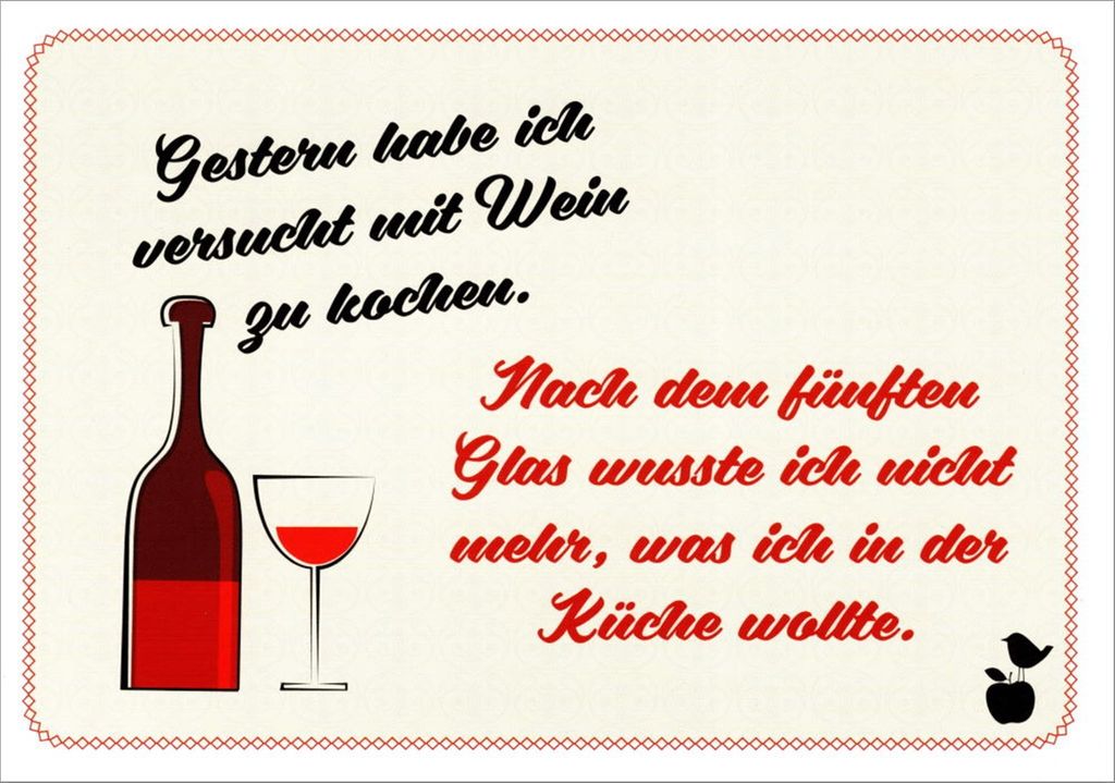 Postkarte MainSpatzen "Gestern habe ich versucht mit Wein zu kochen."