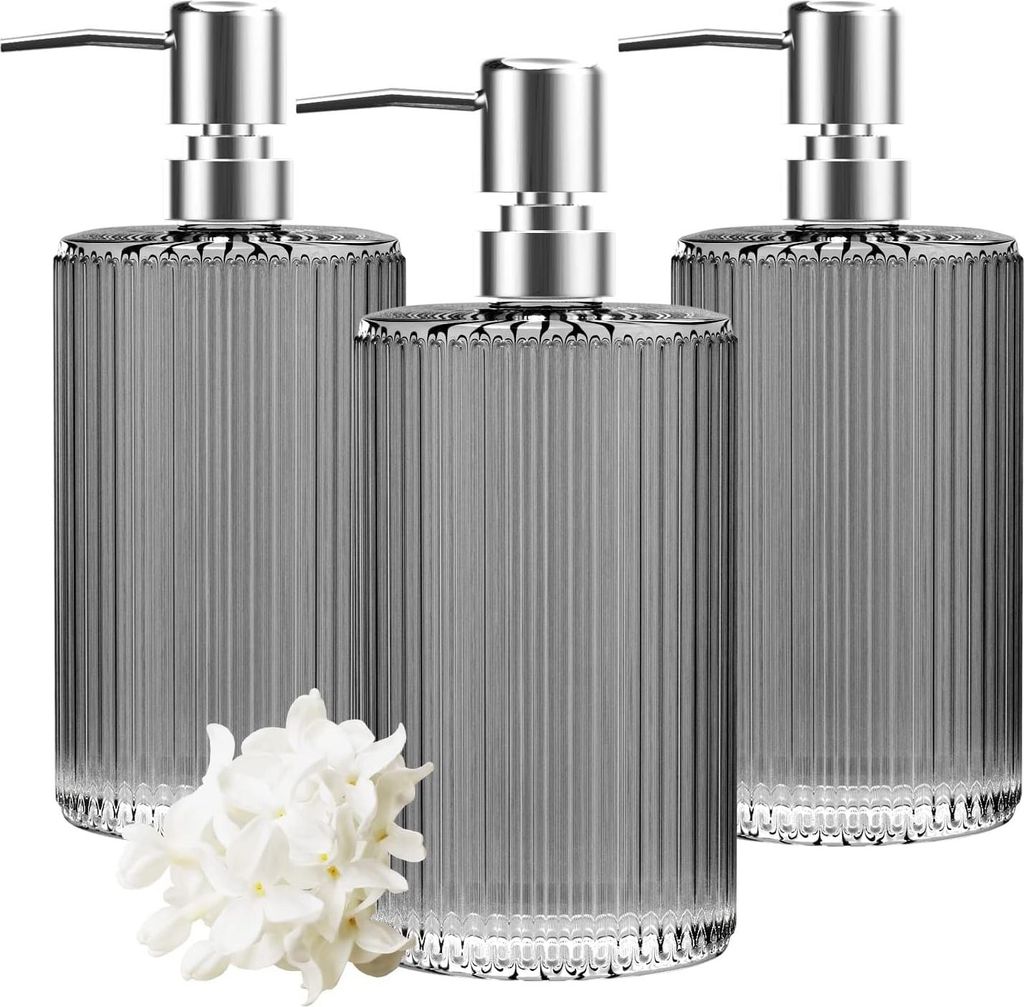 3er-Pack Glas-Seifenspender 500ml Vielseitiger Lotion Flüssigseifenspender Handseifenspender mit Pumpe für Badezimmer, Küchentheke, Waschküche ...