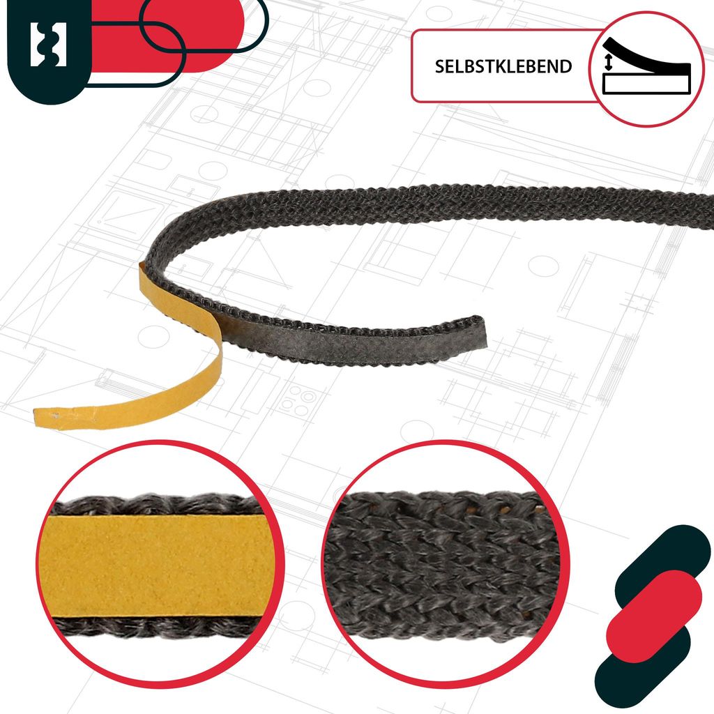 20 x 4 mm Flachdichtung, feuerfestes Dichtungsband selbstklebend 20 x 4 mm Flachdichtung, feuerfestes Dichtungsband selbstklebend