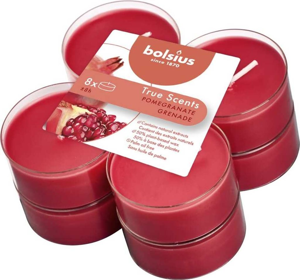 Bolsius Maxi-Lichte Granatapfel 8 Stück
