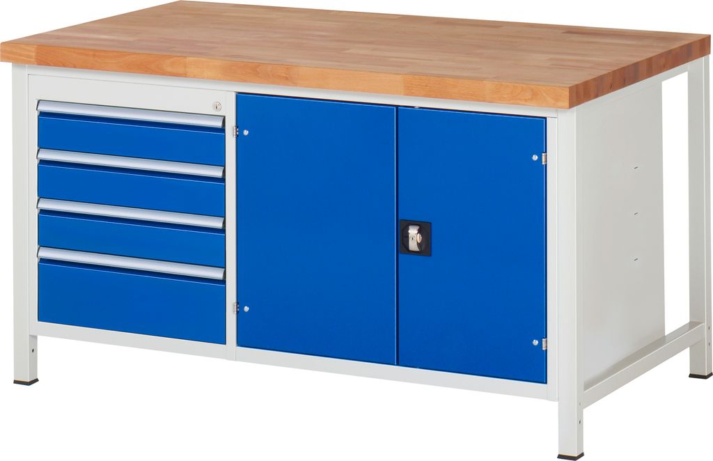 Rau Werkbank höhenverstellbar 8905A2, B1500xT900xH840-1040mm, 4x Schublade-TA, 1x Tür