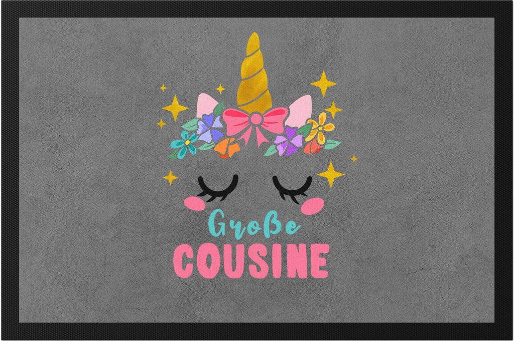 Große Cousine Fußmatte Lieblingscousine Geschenkidee Geburtstag Einhorn Beste Cousine