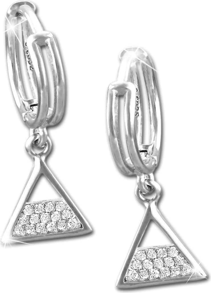 SilberDream weiß Ohrringe Dreieck Zirkonia Damen 925 Silber Creolen GSO482W