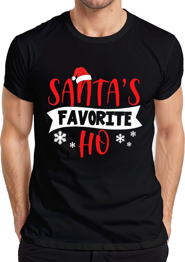 Santas Favorite Ho Weihnachten lustig Schneeflocken Geschenk Herren T-Shirt, Schwarz, L