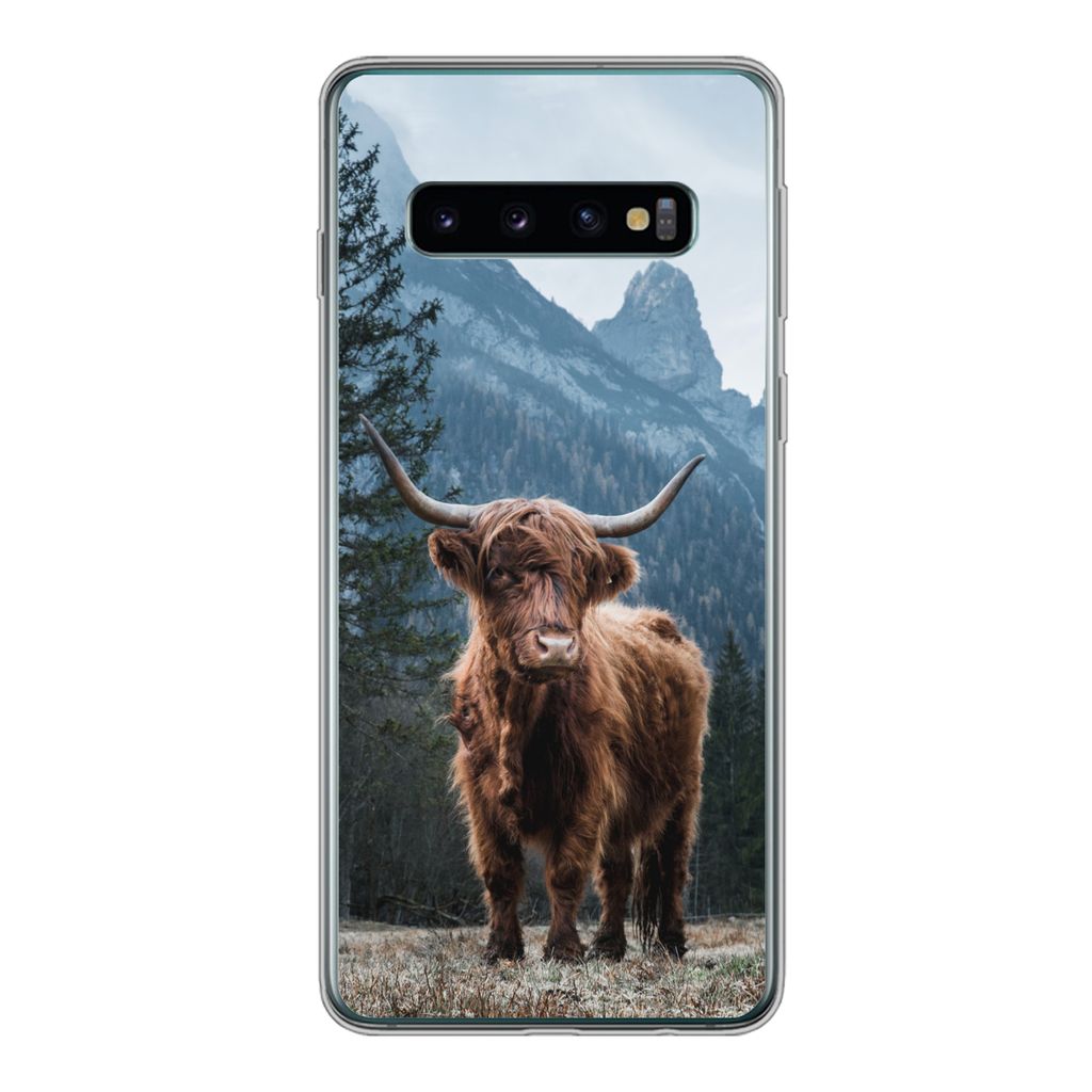 MuchoWow Handyhülle Schutzhülle Hülle für Samsung Galaxy S10 Schottische Highlander - Tiere - Landschaft Silikon Softcase Handy Hülle - Hand...