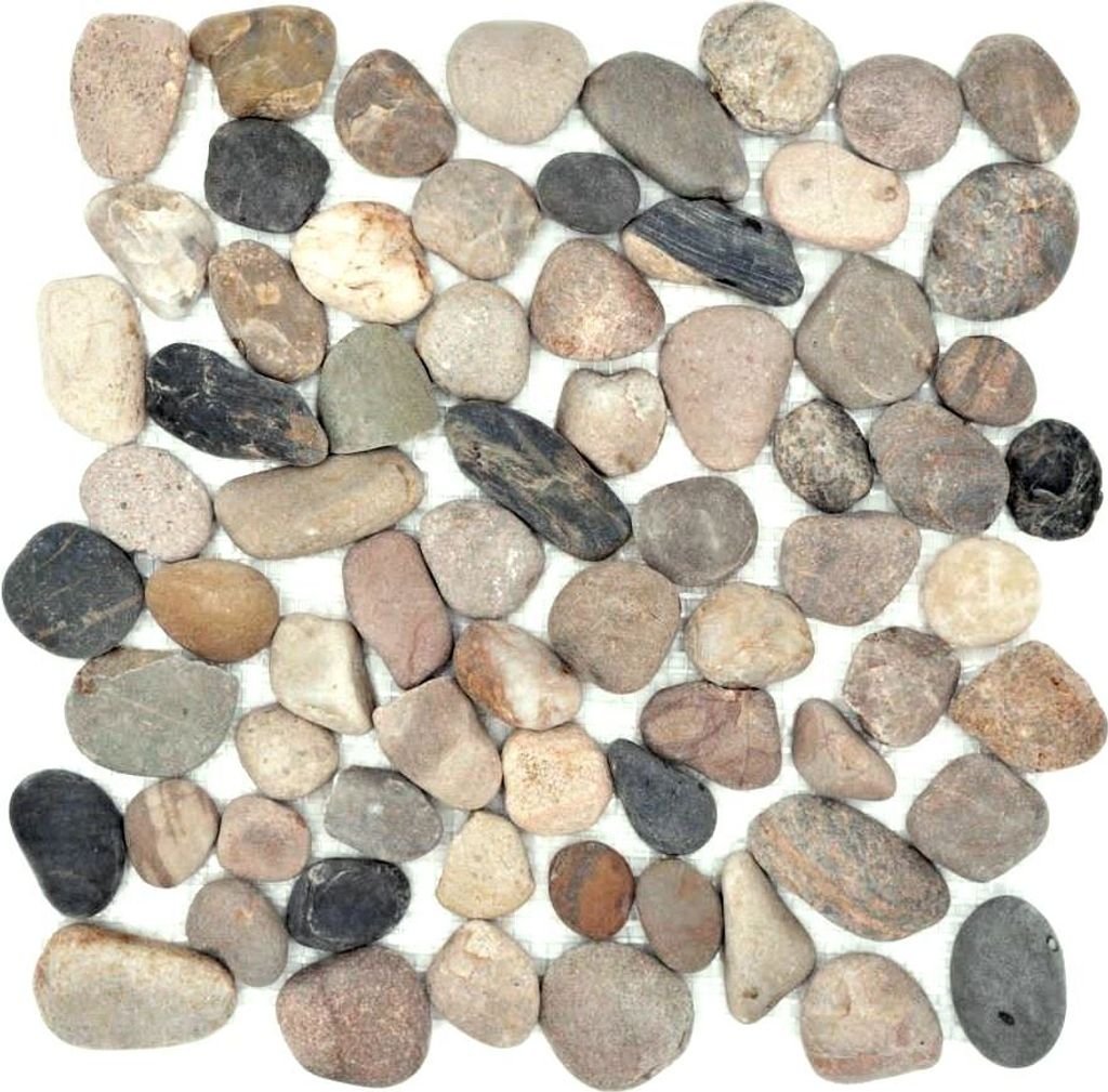 Mosaik Fliese Flußkiesel Steinkiesel schwarz Kiesel flach Produktbild 