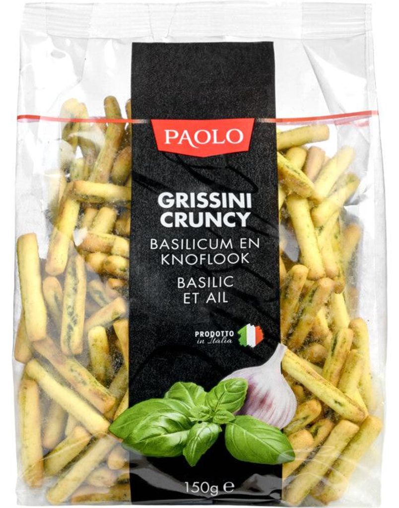 Paolo Crunchy Stick Knoflook & Basilicum, 150 g – Snack Image du produit 