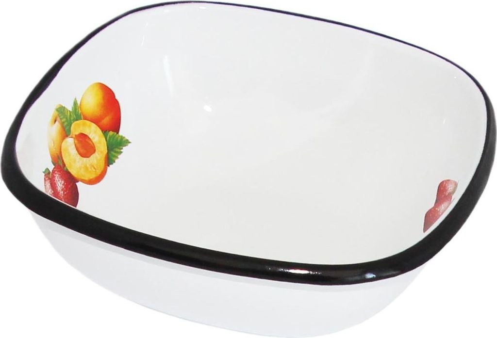 PFIRSICH Emaille Schüssel Quadratisch 0,6 Liter ca 14x14 cm / Retro Nostalgie Geschirr