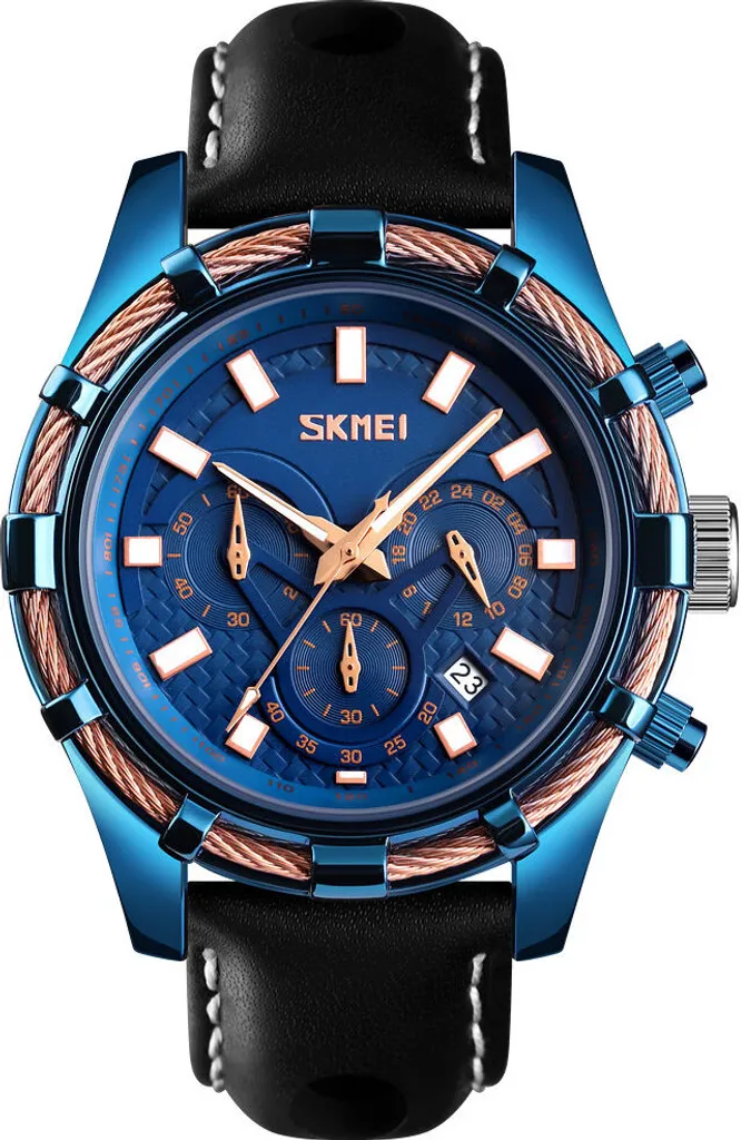 SKMEI Orologio Militare Blu Uomo: Cronografo Sportivo Anti-Urto 50M
