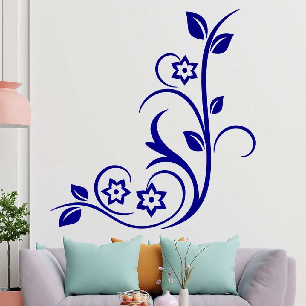 Sternen - Blüten - Pflanze Wandtattoo in 6 Größen - Wandaufkleber Wall Sticker - Dekoration, Küche, Wohnzimmer, Schlafzimmer, Badezimmer