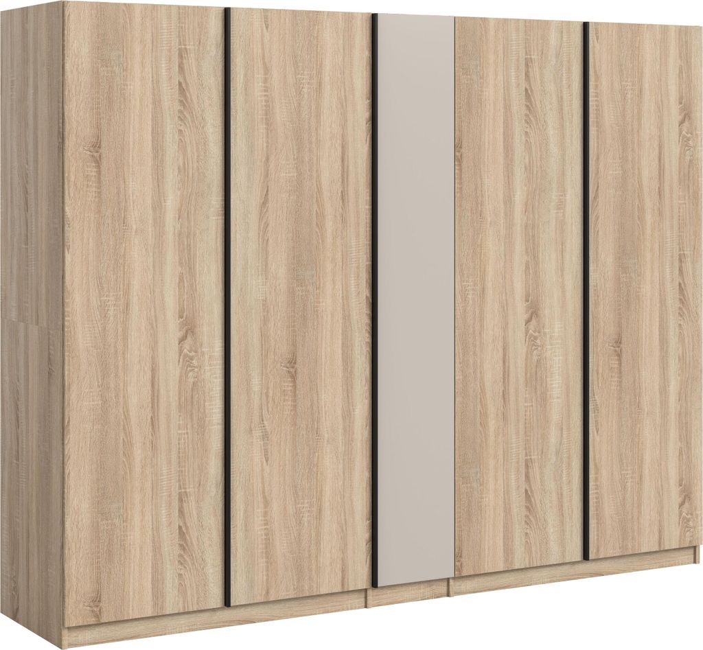 Oakland Kleiderschrank 5 Türen Eiche Nachbildung, Kaschmir Nachbildung.