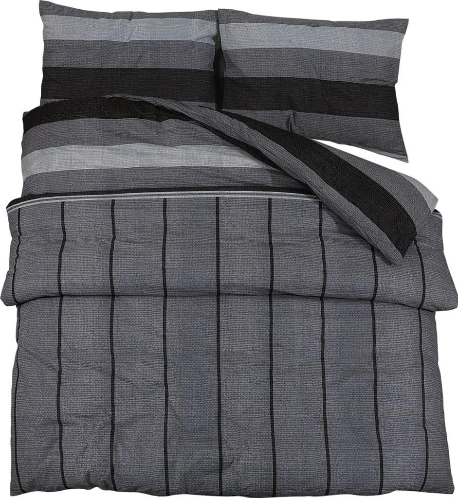 vidaXL Bettwäsche-Set Dunkelgrau 260x240 cm Baumwolle