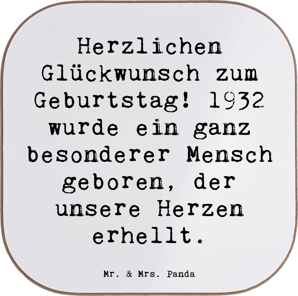Mr. & Mrs. Panda Tischschoner Spruch 1932 Geburtstag - Weiß - Geschenk, gläseruntersetzer, unsere Herzen erhellt, liebevolle Botschaft, Tassenunt...