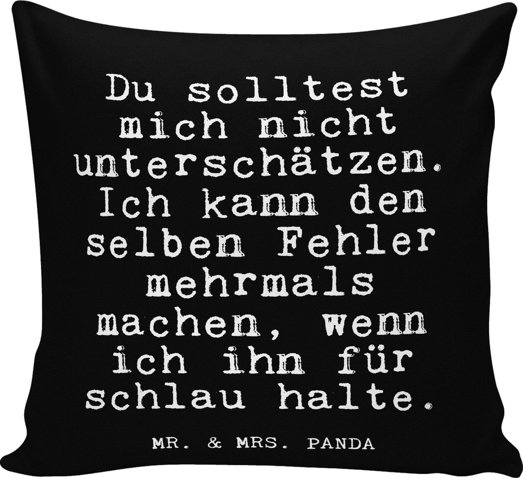 Mr. & Mrs. Panda Sofakissen Du solltest mich nicht... - Schwarz - Geschenk, Lustige Sprüche, Frauen, Kuschel Kissen, Freundin, 40x40, für sofa, F...