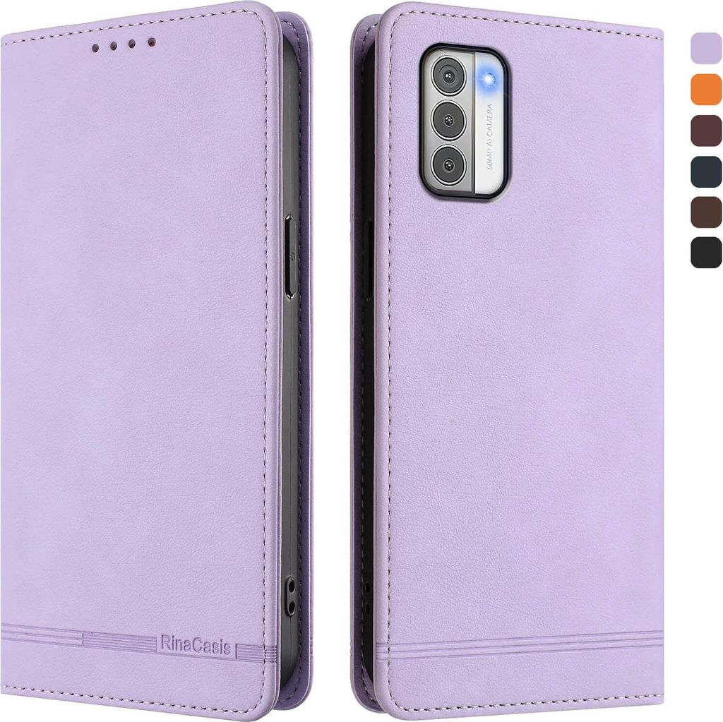 Hülle für Nokia G42 /Nokia G310, Retro Kunstleder Ständer Klapphülle mit Kartenfächer und Magnetische Violett