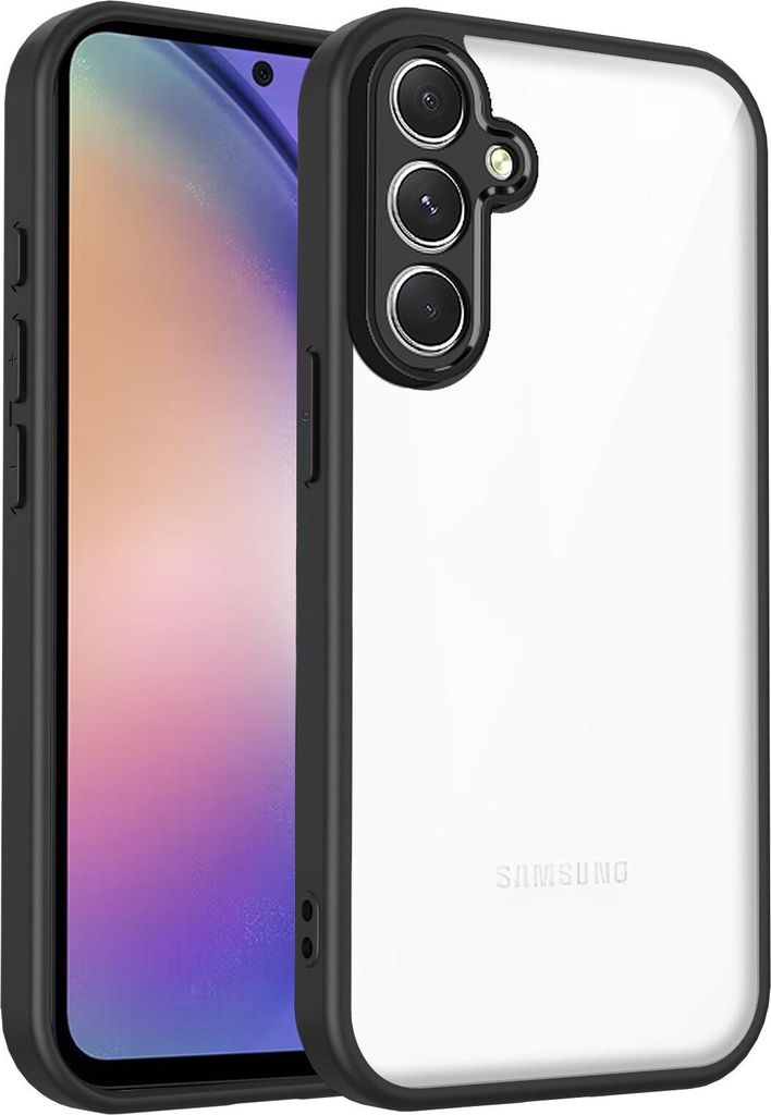 Hülle für Samsung Galaxy M56 Transparente Rückseite TPU Bumper Stoßfest Handyhülle Schwarz