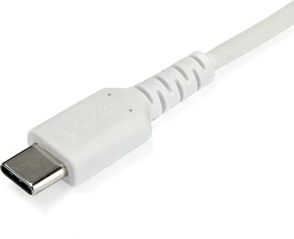 StarTech.com Cavo di Ricarica USB-C da 2m - Resistente Cavetto USB-C di Ricarica Veloce e Sync da USB 2.0 a USB Type C - Rivestimento in TPE e Fibra Aramidica M/M 60W Bianco, Samsung S10/S20/Ipad Pro/MS Surface - 4
