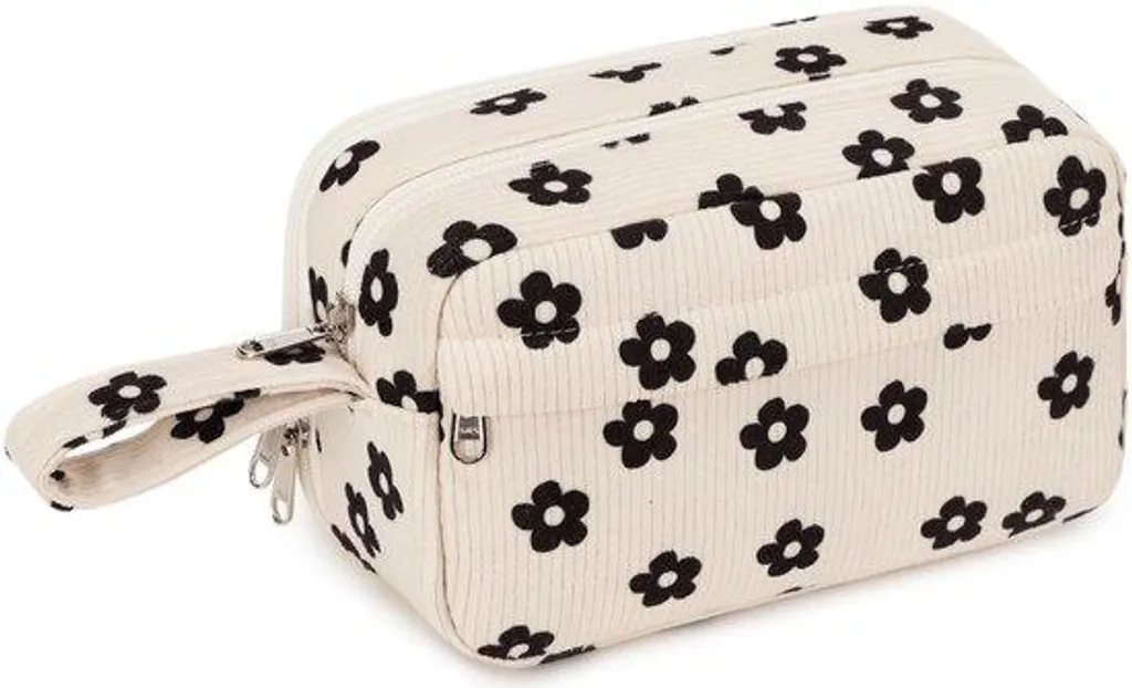 Trousse scolaire fille grande capacité anti-tache noire motif floral