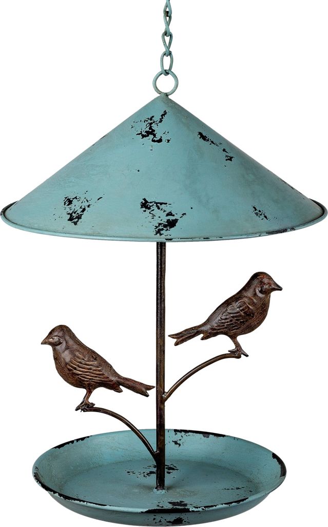 Vogeltränke HÄUSCHEN zum aufhängen L. 34cm antike Optik Metall Formano WA