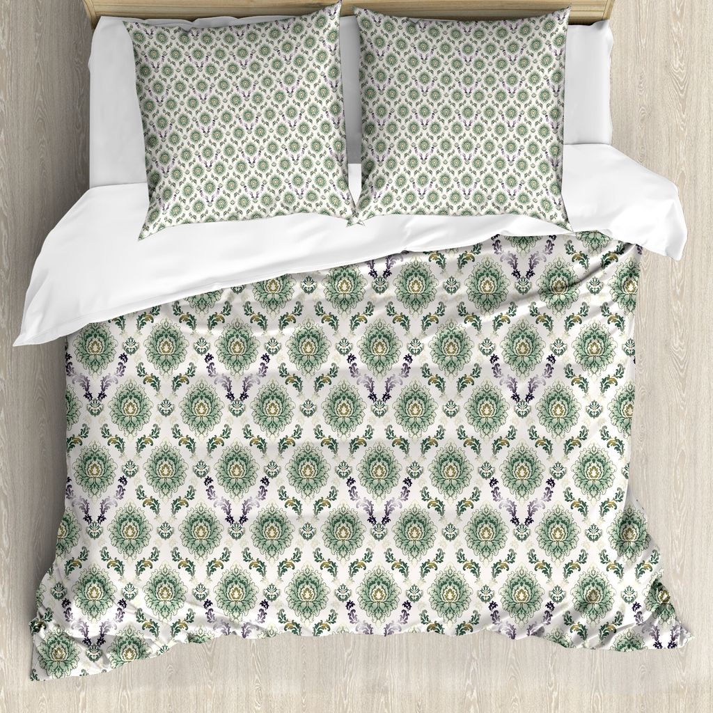ABAKUHAUS Klassik Bettbezug Set für Einzelbetten, Orient-Damast-Muster, Milbensicher Allergiker geeignet mit Kissenbezug, 155 cm x 220 cm - 80 x 8...