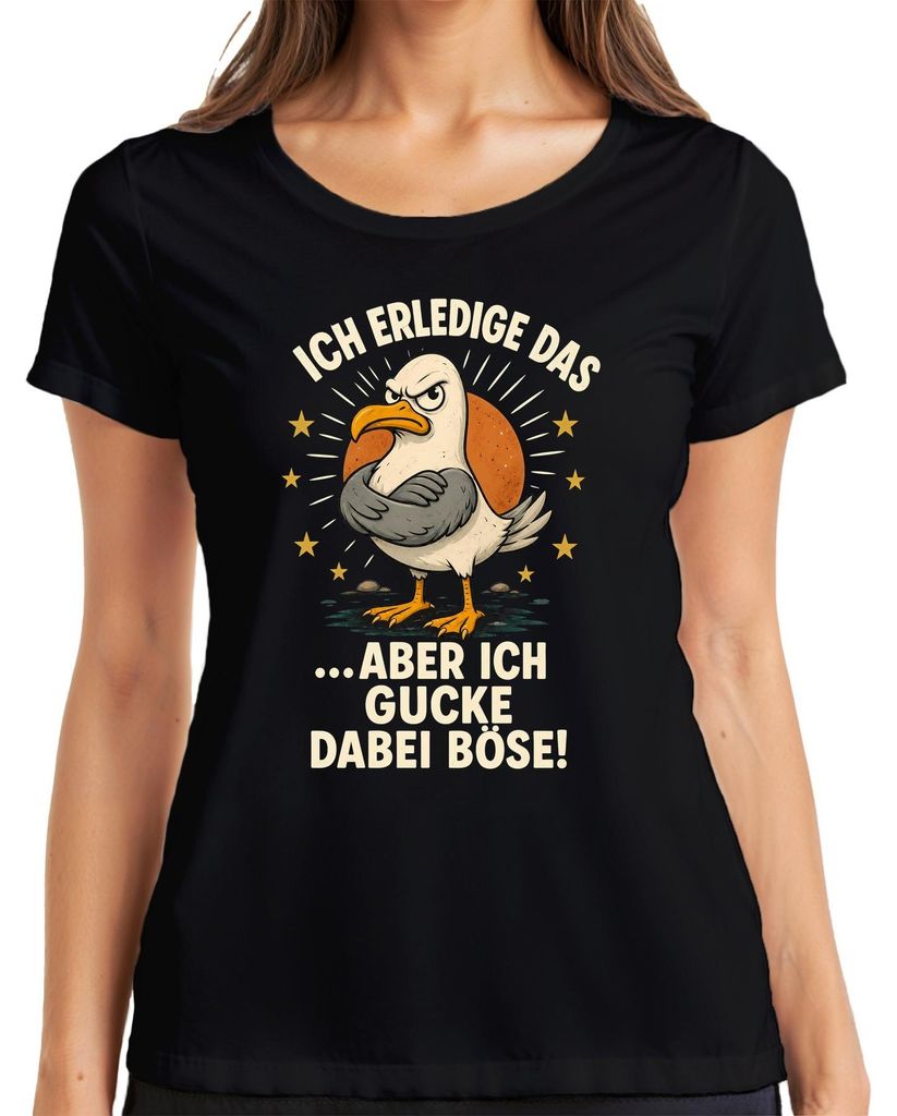 Ik regel dat, maar ik draag daarbij een zwart dames T-shirt Productafbeelding 
