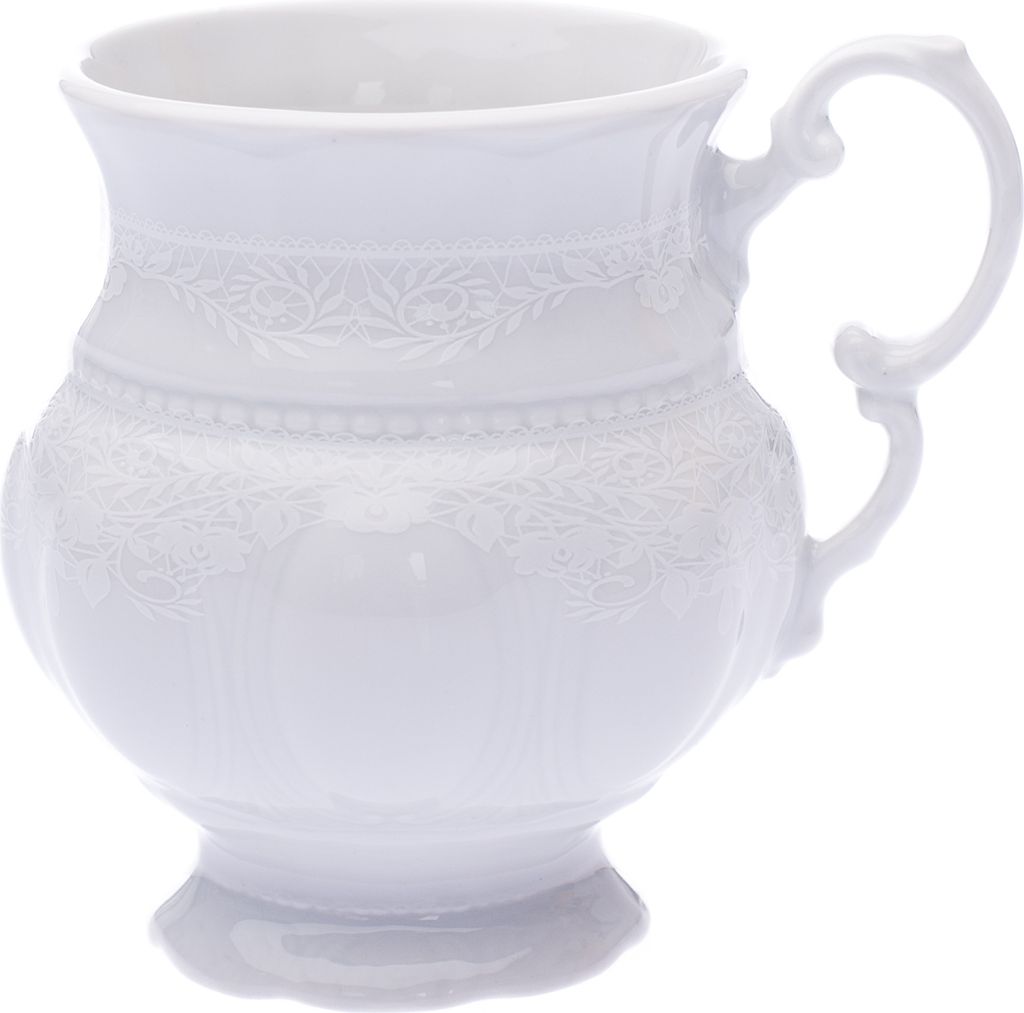 Becher, 0,2 l, Tschechisches Porzellan, Sonata, weiße Spitze, Leander