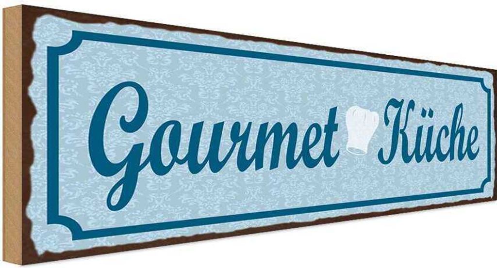 vianmo Holzschild 10x27 cm Gourmet Küche blau Kochen Produktbild 