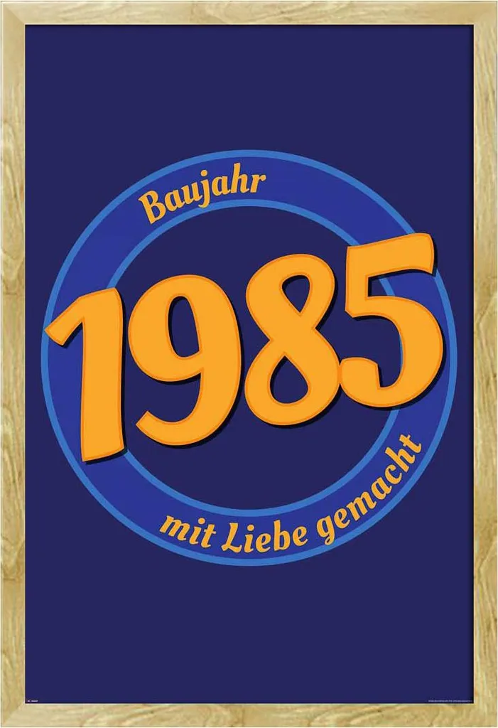 Poster 40 Compleanno 1985 con Cornice Faggio Shinsuke® - Regalo Vintage