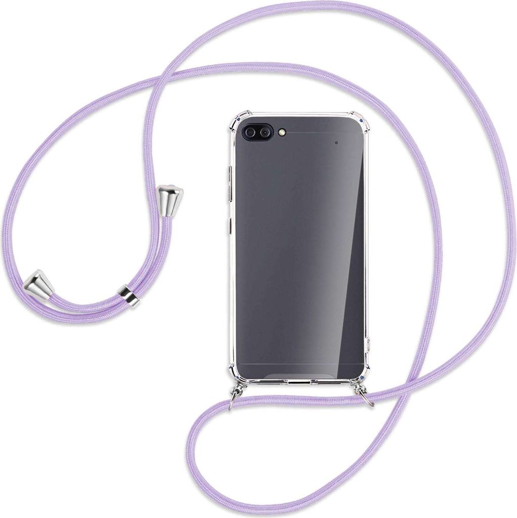 Handykette Backcover-Schutzhülle mit Band (Metall silberfarben) für Asus Zenfone 4 Max (Pro/Plus) - violett