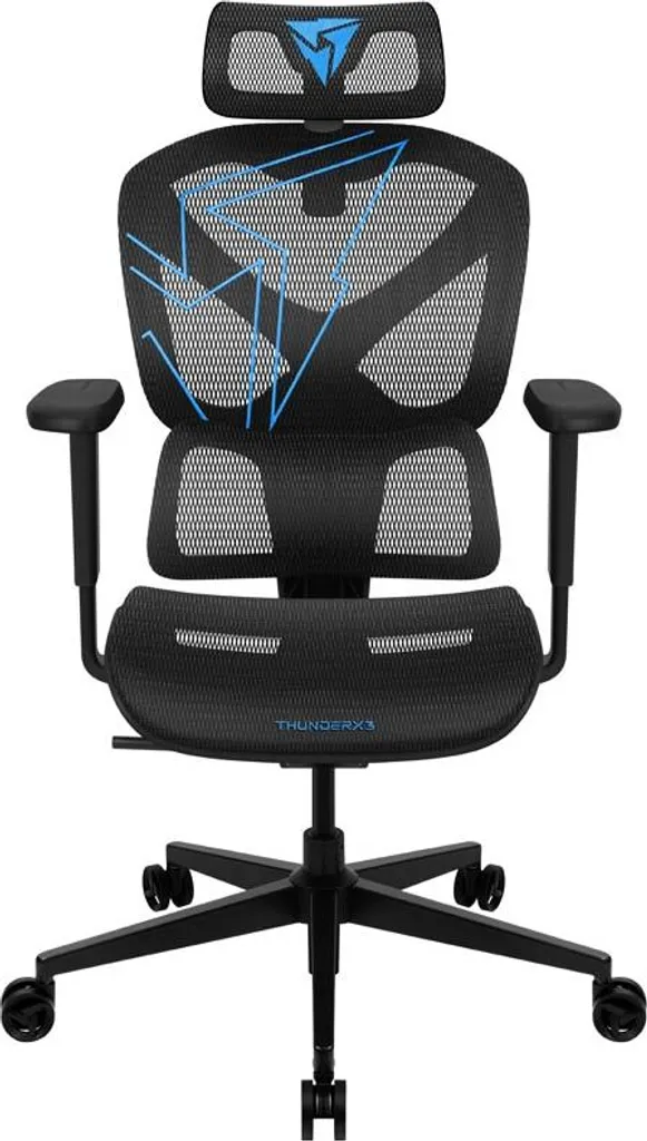 Chaise de Bureau Gaming ThunderX3 YTC-Mesh Noir Bleu Idéale Stream et Jeu
