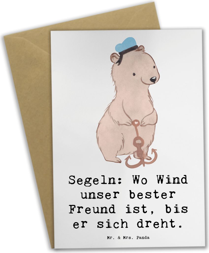 Mr. & Mrs. Panda jubiläumskarte Segeln Windfreund - Weiß - Geschenk, Sportler, osterkarte, osterkarten, hochzeitskarten, Herausforderung, Teamspo...
