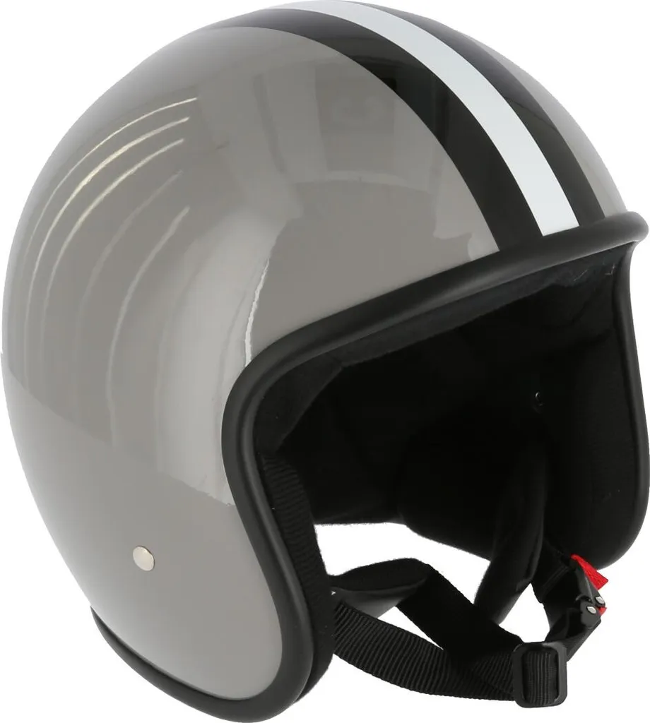 Casque de Moto Jet Rétro Arc A-611 Gris avec Rayures en Taille XL